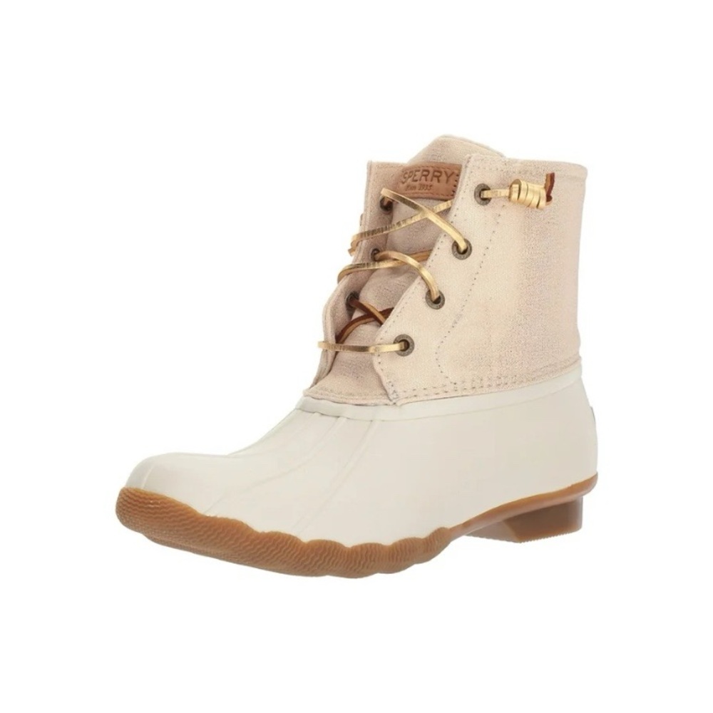 Sperry Cream & Tan Saltwater Thinsulate Duck Winter Rain Boot Womens Size 11